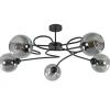 Straluma Chique 5-lichts plafondlamp zwart met smoke glazen bollen> Halverlichting|Plafondlampen