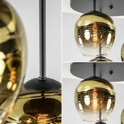 Straluma Chique 3-lichts plafondlamp zwart met goud glas></noscript> Klassieke Verlichting|Woonkamerlampen