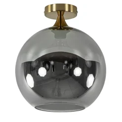Straluma Chique plafondlamp goud met smoke/titanium glazen bol> Plafondlampen|Luxe Verlichting