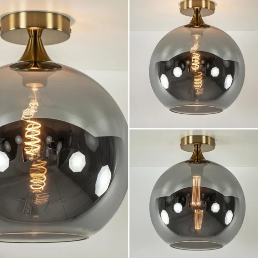 Straluma Chique plafondlamp goud met smoke/titanium glazen bol> Plafondlampen|Luxe Verlichting