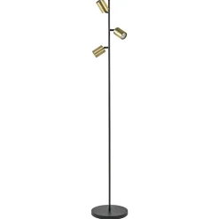 Straluma Chique staande lamp mat zwart met gouden spots> Vloerlampen|Leeslampen
