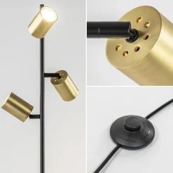 Straluma Chique staande lamp mat zwart met gouden spots></noscript> Vloerlampen|Leeslampen