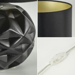 Straluma Chique tafellamp zwart met kap zwart/goud></noscript> Tafellampen|Schemerlampen