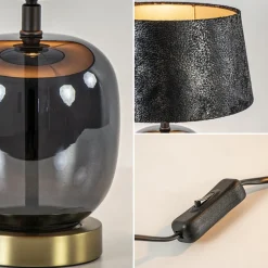 Straluma Chique tafellamp zwart/goud met kap></noscript> Schemerlampen|Woonkamerlampen