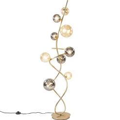 Straluma Chique vloerlamp goud met smoke en amber glazen bollen> Vloerlampen|Woonkamerlampen