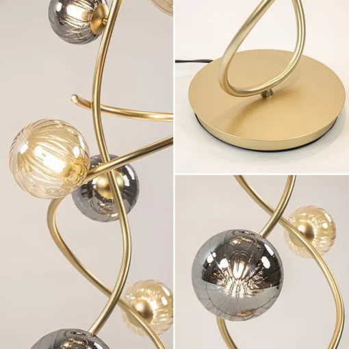 Straluma Chique vloerlamp goud met smoke en amber glazen bollen> Vloerlampen|Woonkamerlampen
