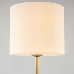 Straluma Chique vloerlamp mat goud met mat witte glazen kap></noscript> Vloerlampen|Design Verlichting