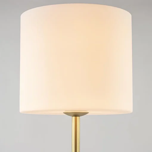 Straluma Chique vloerlamp mat goud met mat witte glazen kap> Vloerlampen|Design Verlichting