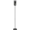 Straluma Chique vloerlamp mat zwart met smoke glas cilinder> Woonkamerlampen|Slaapkamerlampen