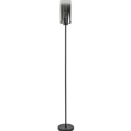 Straluma Chique vloerlamp mat zwart met smoke glas cilinder> Woonkamerlampen|Slaapkamerlampen