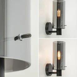 Straluma Chique wandlamp zwart met smoke glas cilinder></noscript> Wandlampen|Klassieke Verlichting