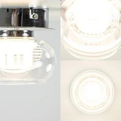 Straluma Chromen plafondlamp met helder glas incl. LED></noscript> Plafondlampen|Halverlichting