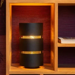 Straluma Cilinder tafellamp zwart metaal met goud></noscript> Tafellampen|Industriële Verlichting