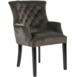 Straluma Comfortabele armstoel donker taupe met zwarte poot> Eetkamerstoelen