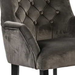 Straluma Comfortabele armstoel donker taupe met zwarte poot></noscript> Eetkamerstoelen