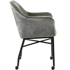 Straluma Comfortabele armstoel velours grijs met wieltjes></noscript> Eetkamerstoelen