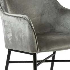 Straluma Comfortabele armstoel velours grijs met wieltjes></noscript> Eetkamerstoelen