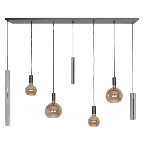 Straluma Design hanglamp 7-lichts zwart met nikkel> Hanglampen|Eettafellampen