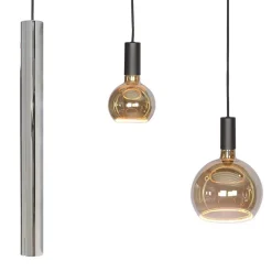Straluma Design hanglamp 7-lichts zwart met nikkel></noscript> Hanglampen|Eettafellampen