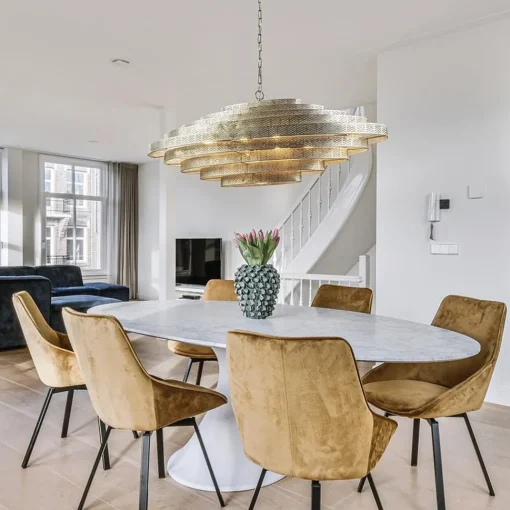 Straluma Design hanglamp ovaal oud zilver> Eettafellampen|Kantoorverlichting