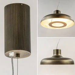 Straluma Design LED hanglamp koepel brushed brons met goldleaf></noscript> Hanglampen|Eettafellampen