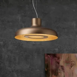 Straluma Design LED hanglamp koepel brushed brons met goldleaf></noscript> Hanglampen|Eettafellampen