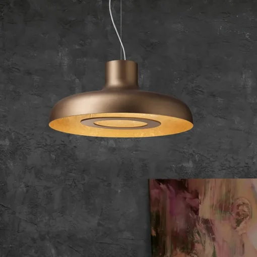 Straluma Design LED hanglamp koepel brushed brons met goldleaf> Hanglampen|Eettafellampen