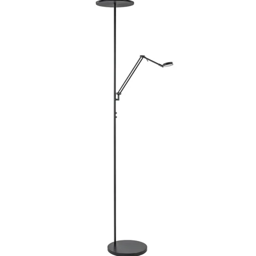 Straluma Design LED uplighter met leesarm zwart geborsteld staal> Vloerlampen|Leeslampen
