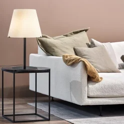 Straluma Design tafellamp mat zwart met witte glazen kap></noscript> Tafellampen|Retro Verlichting