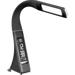Straluma Design tafellamp zwart met klok en dimbaar LED></noscript> Tafellampen|Bedlampjes