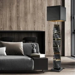 Straluma Design vloerlamp keramiek zwart/goud met zwarte kap></noscript> Schemerlampen|Woonkamerlampen