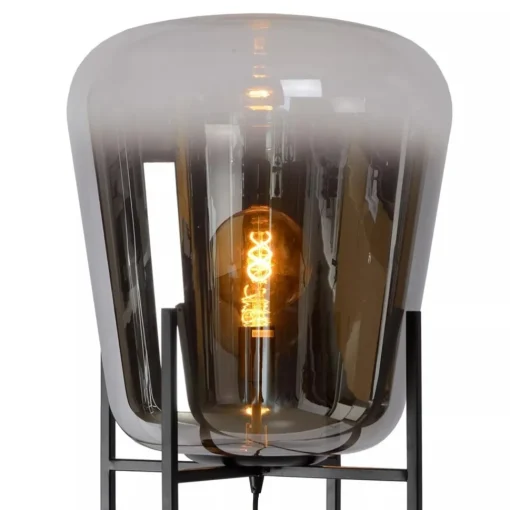Straluma Design vloerlamp zwart frame met grote glazen kap> Vloerlampen|Design Verlichting