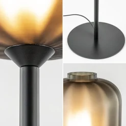 Straluma Design vloerlamp zwart met mat zwarte glazen kap></noscript> Vloerlampen|Design Verlichting