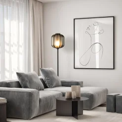 Straluma Design vloerlamp zwart met mat zwarte glazen kap></noscript> Vloerlampen|Design Verlichting