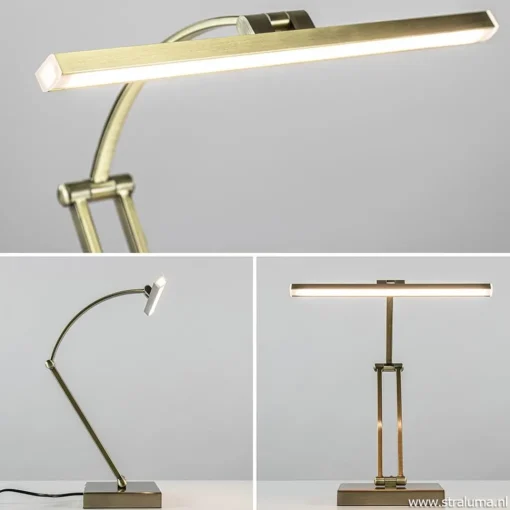 Straluma Dimbare LED bureaulamp brons verstelbaar> Tafellampen|Bureaulampen