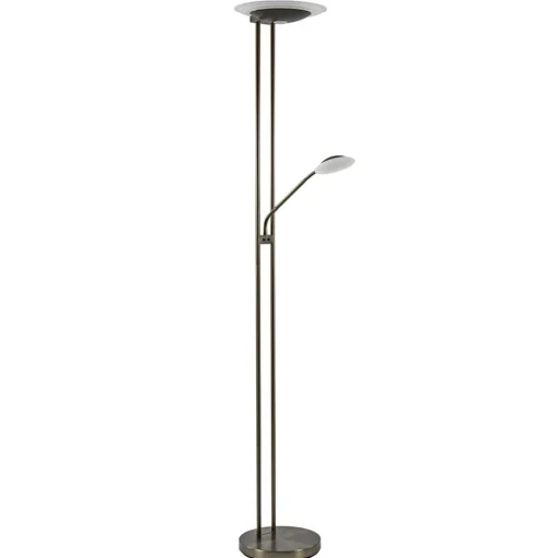 Straluma Dimbare LED uplighter met leeslamp donker brons> Vloerlampen|Leeslampen