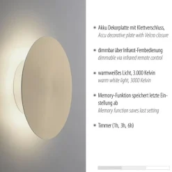 Straluma Dimbare LED wandlamp op accu goud></noscript> Wandlampen|Woonkamerlampen