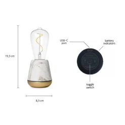 Straluma Draadloze tafellamp wit marmer met heldere lichtbron dimbaar> Tafellampen|Keukenverlichting