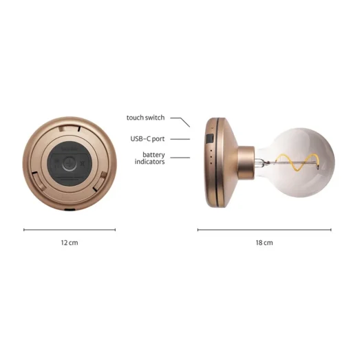 Straluma Draadloze wandlamp oplaadbaar goud met smoke> Wandlampen|Keukenverlichting