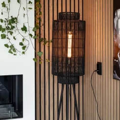 Straluma Driepoot vloerlamp Gruaro zwart met brons></noscript> Driepoot lampen|Draadlampen