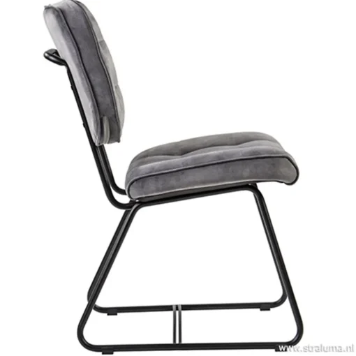 Straluma Eetkamerstoel velours grijs met zwart> Eetkamerstoelen