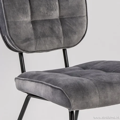 Straluma Eetkamerstoel velours grijs met zwart> Eetkamerstoelen