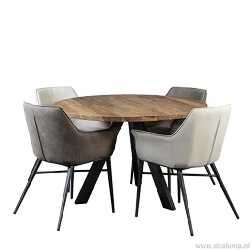 Straluma Eettafel Acaciahout 3-poot zwart  Ø120> Eettafels