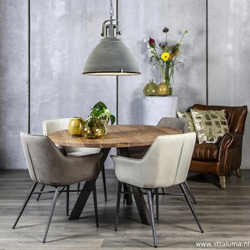Straluma Eettafel Acaciahout 3-poot zwart  Ø120> Eettafels