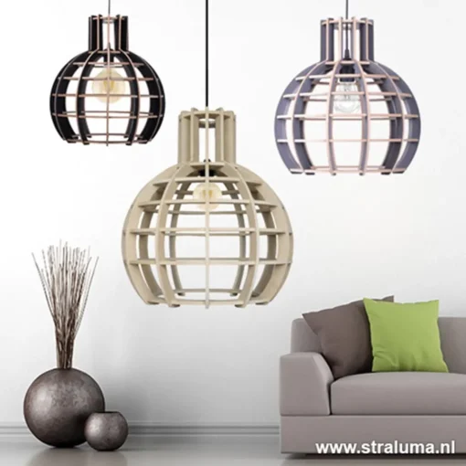 Straluma Eettafel hanglamp Globe Lingehof hout> Eettafellampen|Industriële Verlichting