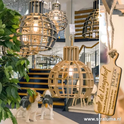Straluma Eettafel hanglamp Globe Lingehof hout> Eettafellampen|Industriële Verlichting