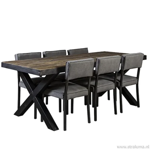 Straluma Eettafel Light & Living zink/hout> Light and Living|Eettafels