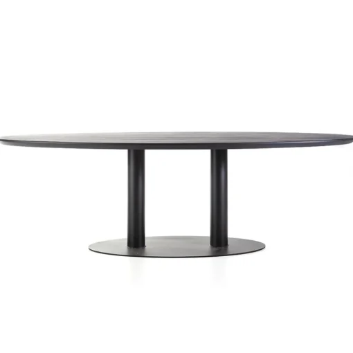 Straluma Eettafel ovaal zwart eiken met metalen poot 300x120 cm> Eettafels