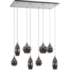 Straluma Eettafelhanglamp nikkel met smokey glas 8-lichts> Eettafellampen|Pendel Lampen
