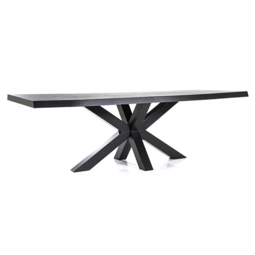 Straluma Eiken boomstam tafel met spinpoot zwart 240x100 cm> Eettafels